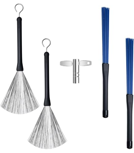 Amazon.com: TUOREN 2Pair Drum Brushes Set Jazz Nylon Brushes
